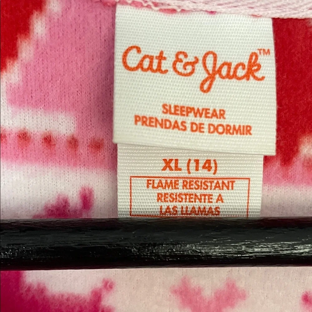 Cat & Jack Pink and White Patterned‎ Kids Pajama with Hoodie | Size 14